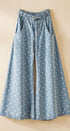 Polka Dot Wide-Leg Denim Pants in Cotton in Lt Denim - Women's Pants | Urban Daizy