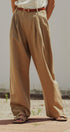 Lyocell Cotton Pleated High-Rise Wide Leg Trouser in Taupe	 - Women's Pants | Urban Daizy