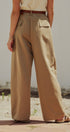 Lyocell Cotton Pleated High-Rise Wide Leg Trouser in Taupe	 - Women's Pants | Urban Daizy