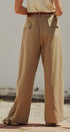 Lyocell Cotton Pleated High-Rise Wide Leg Trouser in Taupe	 - Women's Pants | Urban Daizy