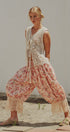 Floral Print Cotton Bloomer Pants with Lace Hem in Pink - Women's Pants | Urban Daizy