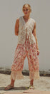 Floral Print Cotton Bloomer Pants with Lace Hem in Pink - Women's Pants | Urban Daizy