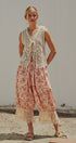 Floral Print Cotton Bloomer Pants with Lace Hem in Pink - Women's Pants | Urban Daizy