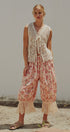 Floral Print Cotton Bloomer Pants with Lace Hem in Pink - Women's Pants | Urban Daizy