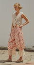 Floral Print Cotton Bloomer Pants with Lace Hem in Pink - Women's Pants | Urban Daizy