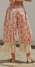 Floral Print Cotton Bloomer Pants with Lace Hem in Pink - Women's Pants | Urban Daizy