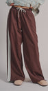 Wide Leg Side Stripe Linen Track Pant in Brown - Women's Casual Pants | Urban Daizy