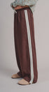 Wide Leg Side Stripe Linen Track Pant in Brown - Women's Casual Pants | Urban Daizy