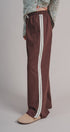 Wide Leg Side Stripe Linen Track Pant in Brown - Women's Casual Pants | Urban Daizy