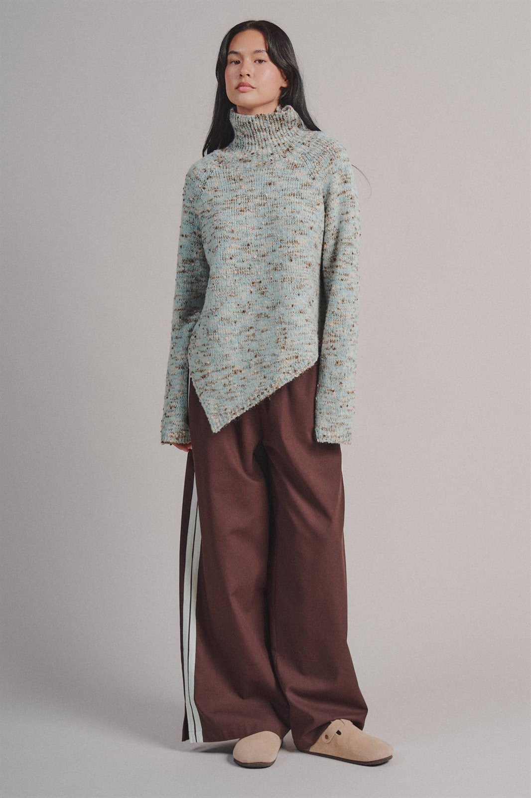 Wide Leg Side Stripe Linen Track Pant in Brown - Women's Casual Pants | Urban Daizy