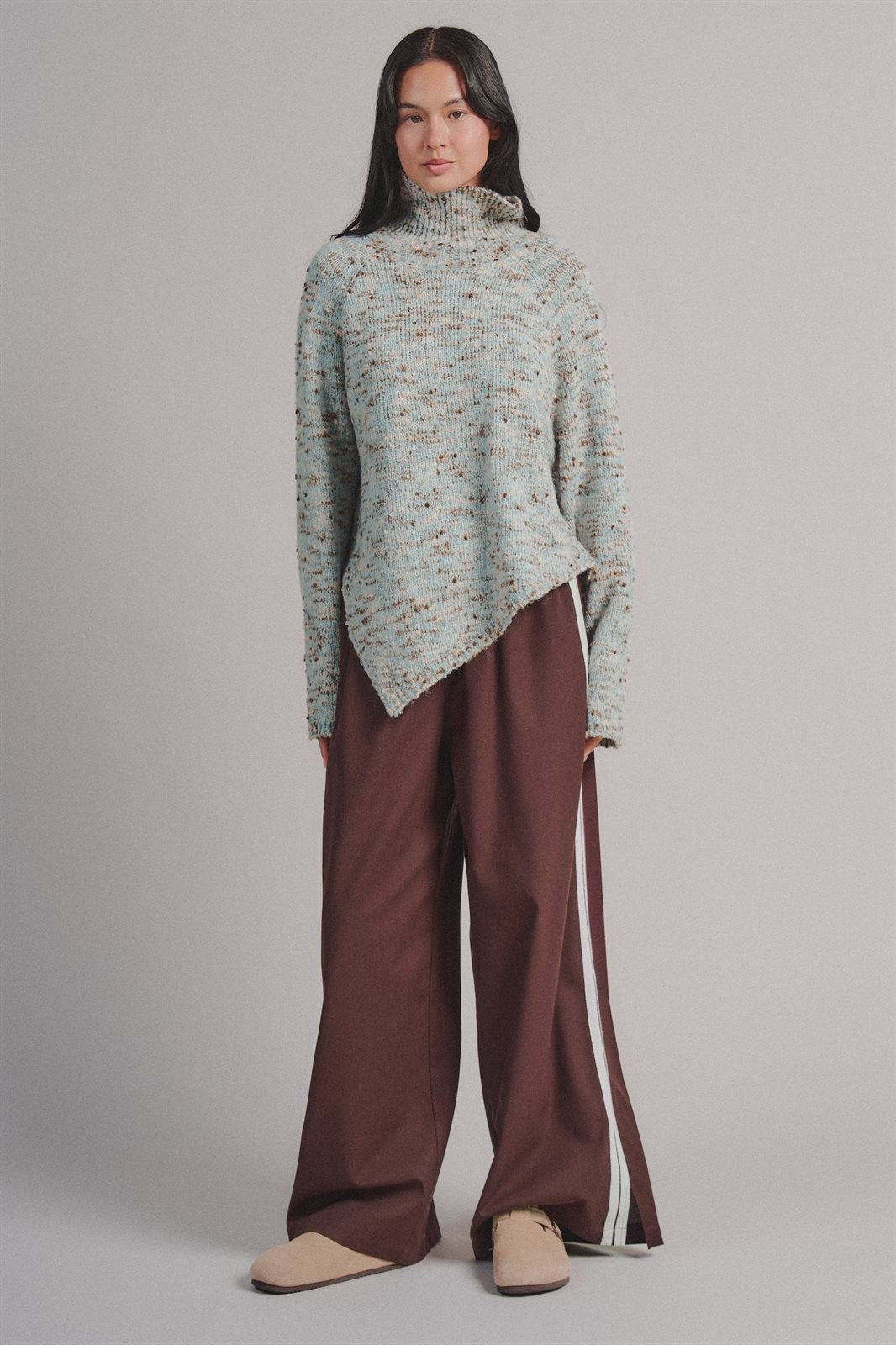 Wide Leg Side Stripe Linen Track Pant in Brown - Women's Casual Pants | Urban Daizy