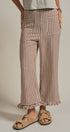 Gingham Ruffle Hem Cropped Wide Leg Pants in Brown - Women's Pants | Urban Daizy