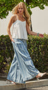 Striped Denim Wide Leg Palazzo Pants in Lt Denim - Women's Pants | Urban Daizy