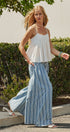 Striped Denim Wide Leg Palazzo Pants in Lt Denim - Women's Pants | Urban Daizy