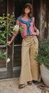 Washed Cotton Wide Leg Palazzo Pants with Belt in Khaki - Women's Casual Pants | Urban Daizy