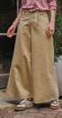 Washed Cotton Wide Leg Palazzo Pants with Belt in Khaki - Women's Casual Pants | Urban Daizy