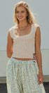 Floral Print Lace Hem Cotton Bloomer Pants in Ivory Blue - Women's Pants | Urban Daizy