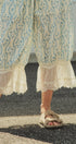 Floral Print Lace Hem Cotton Bloomer Pants in Ivory Blue - Women's Pants | Urban Daizy
