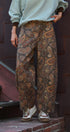 Paisley Print Barrel Leg Pants in Brown in Brown - Women's Casual Pants | Urban Daizy