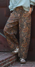 Paisley Print Barrel Leg Pants in Brown in Brown - Women's Casual Pants | Urban Daizy