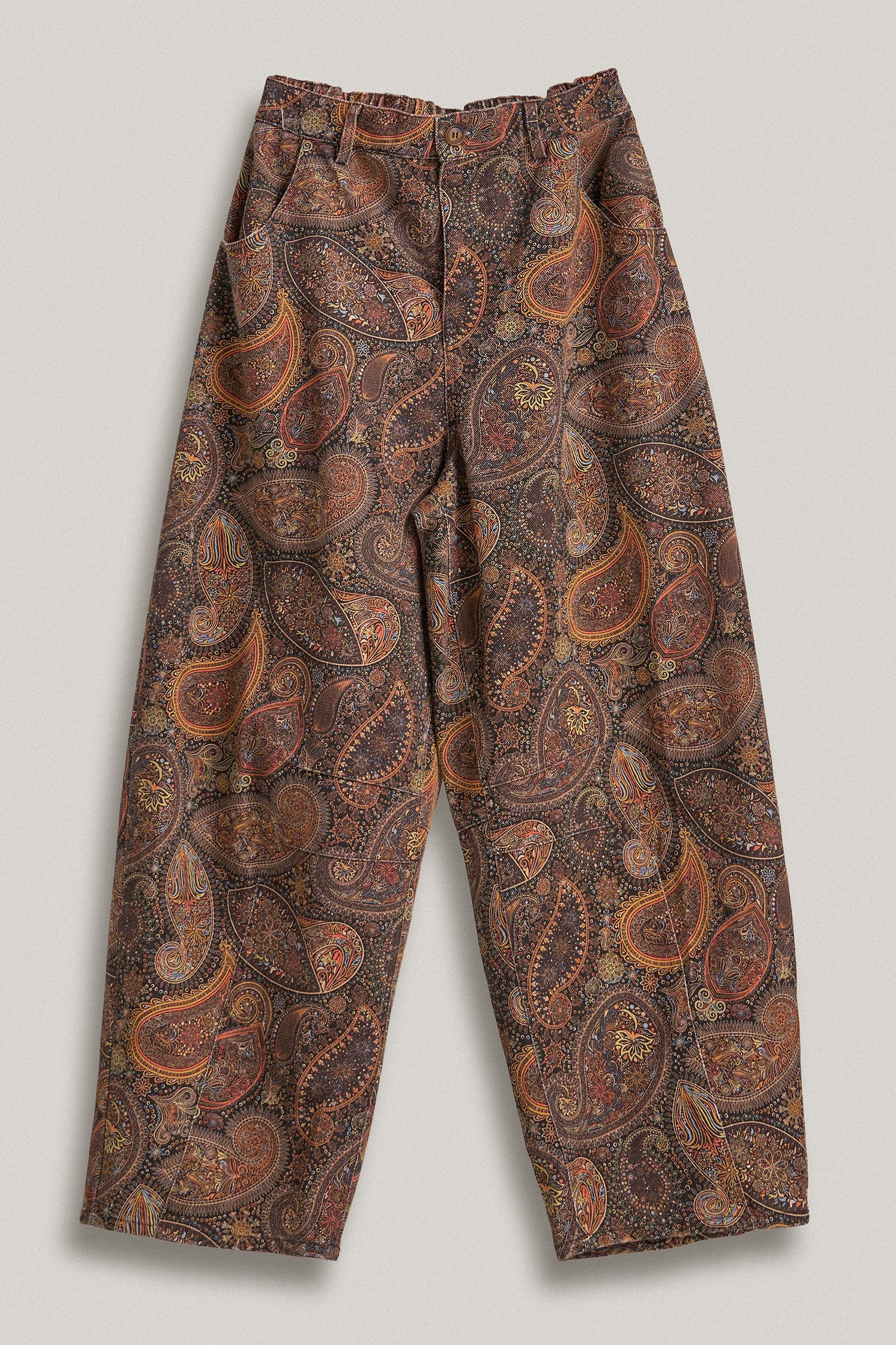 Paisley Print Barrel Leg Pants in Brown in Brown - Women's Casual Pants | Urban Daizy