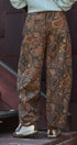 Paisley Print Barrel Leg Pants in Brown in Brown - Women's Casual Pants | Urban Daizy