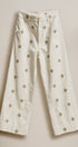 Cross Stitch Embroidered Wide Leg Cotton Pants in Ivory - Women's Pants | Urban Daizy