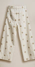 Cross Stitch Embroidered Wide Leg Cotton Pants in Ivory - Women's Pants | Urban Daizy