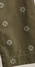 Cross Stitch Embroidered Wide Leg Cotton Pants in Olive - Women's Pants | Urban Daizy