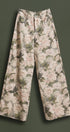 Wide Leg Cotton Pants in Botanical Floral in Pink Green - Women's Pants | Urban Daizy