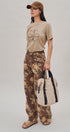 Brown Floral Print Wide-Leg Jeans in Brown - Women's Pants | Urban Daizy