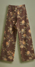 Brown Floral Print Wide-Leg Jeans in Brown - Women's Pants | Urban Daizy