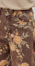Brown Floral Print Wide-Leg Jeans in Brown - Women's Pants | Urban Daizy