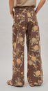 Brown Floral Print Wide-Leg Jeans in Brown - Women's Pants | Urban Daizy