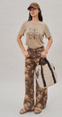 Brown Floral Print Wide-Leg Jeans in Brown - Women's Pants | Urban Daizy