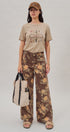 Brown Floral Print Wide-Leg Jeans in Brown - Women's Pants | Urban Daizy