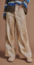 Deer Spot Print Wide Leg Cotton Twill Pants in Khaki - Women's Pants | Urban Daizy