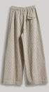 Pleated Pinstripe Wide Leg Cotton Trousers in Cream Beige - Women's Pants | Urban Daizy