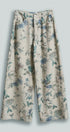 Floral Print Wide Leg Cotton Pants in Cream Blue - Women's Pants | Urban Daizy