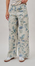 Floral Print Wide Leg Cotton Pants in Cream Blue - Women's Pants | Urban Daizy