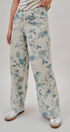 Floral Print Wide Leg Cotton Pants in Cream Blue - Women's Pants | Urban Daizy