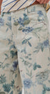 Floral Print Wide Leg Cotton Pants in Cream Blue - Women's Pants | Urban Daizy