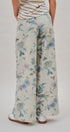 Floral Print Wide Leg Cotton Pants in Cream Blue - Women's Pants | Urban Daizy