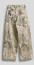 Wide Leg Cotton Pants in Vintage Lace Print in Cream Green - Women's Pants | Urban Daizy