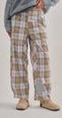 Plaid Patchwork Barrel Pants Wide Leg in Grey - Women's Casual Pants | Urban Daizy