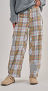 Plaid Patchwork Barrel Pants Wide Leg in Grey - Women's Casual Pants | Urban Daizy