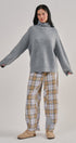 Plaid Patchwork Barrel Pants Wide Leg in Grey - Women's Casual Pants | Urban Daizy