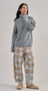 Plaid Patchwork Barrel Pants Wide Leg in Grey - Women's Casual Pants | Urban Daizy