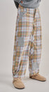 Plaid Patchwork Barrel Pants Wide Leg in Grey - Women's Casual Pants | Urban Daizy