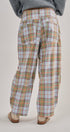Plaid Patchwork Barrel Pants Wide Leg in Grey - Women's Casual Pants | Urban Daizy